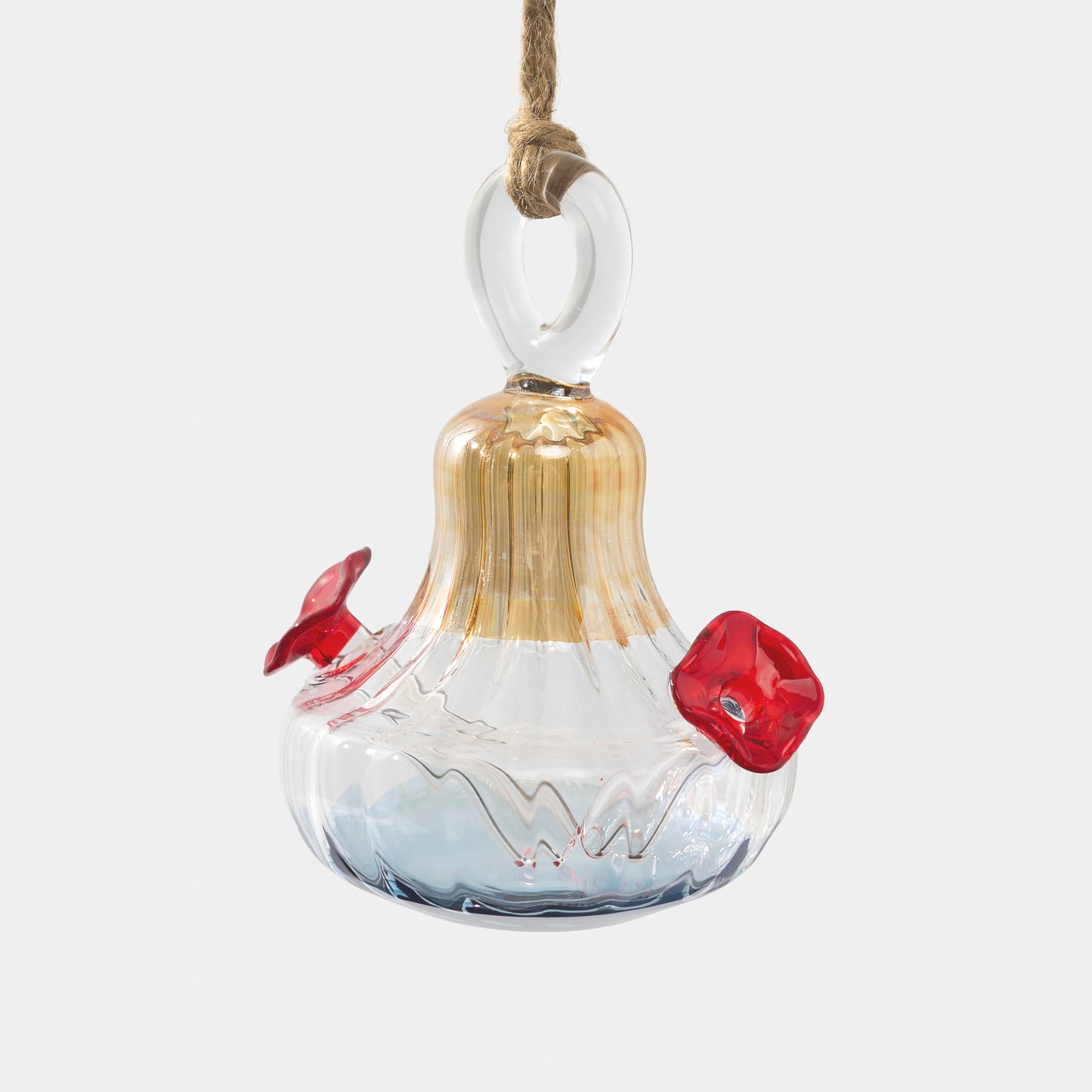 Blown Glass Top Feeding Hummingbird Feeder