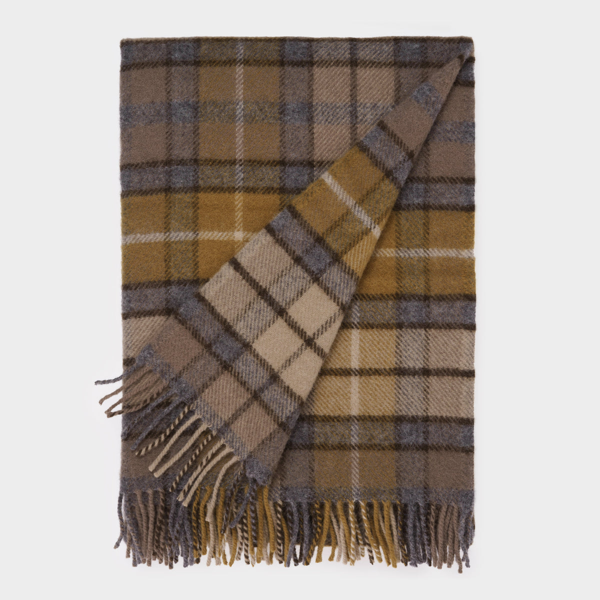 British New Wool Fringed Throw - Natural Buchanan