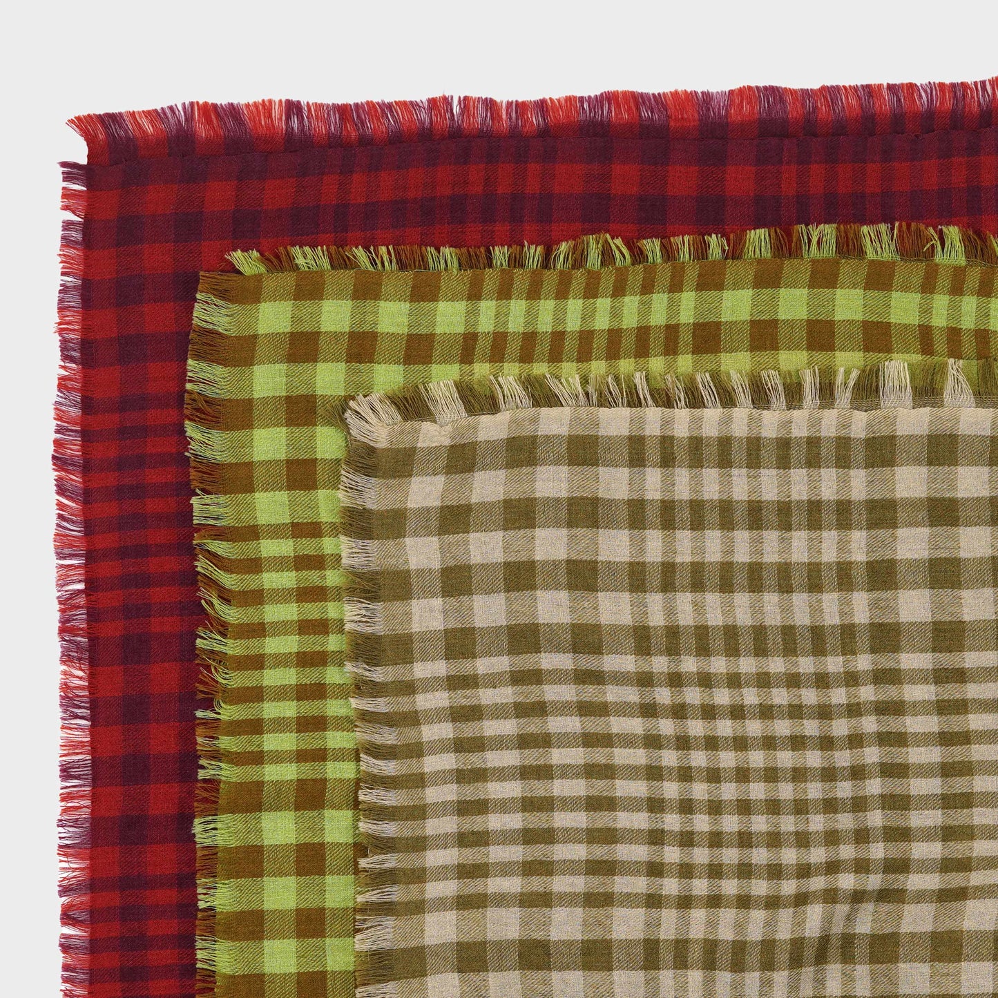 Himalayan Cashmere Hand Spun Oversized Kerchief Scarf in Plaid