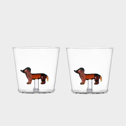 Italian Dog Glass Tumbler Set