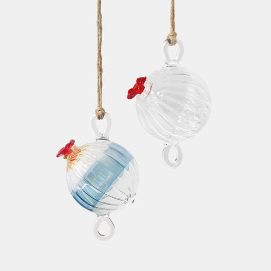 Blown Glass Bubble Hummingbird Feeder