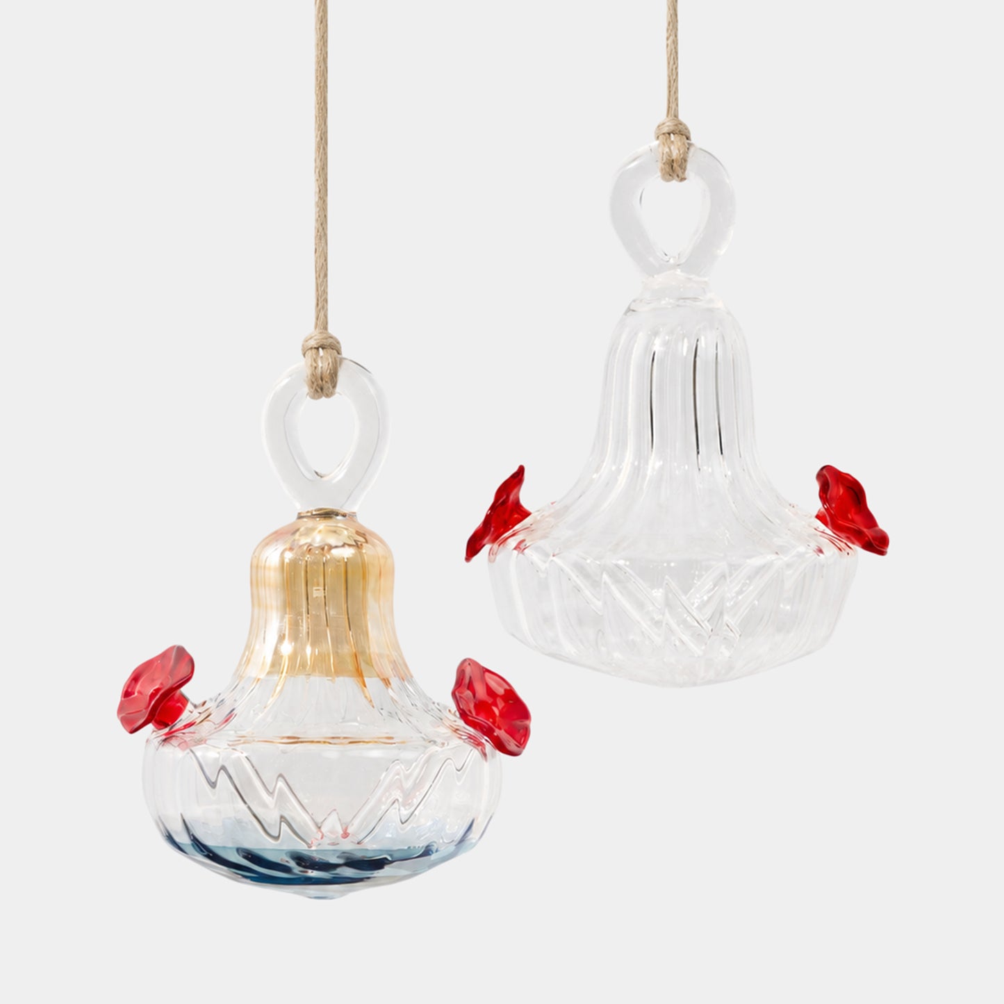 Blown Glass Top Feeding Hummingbird Feeder