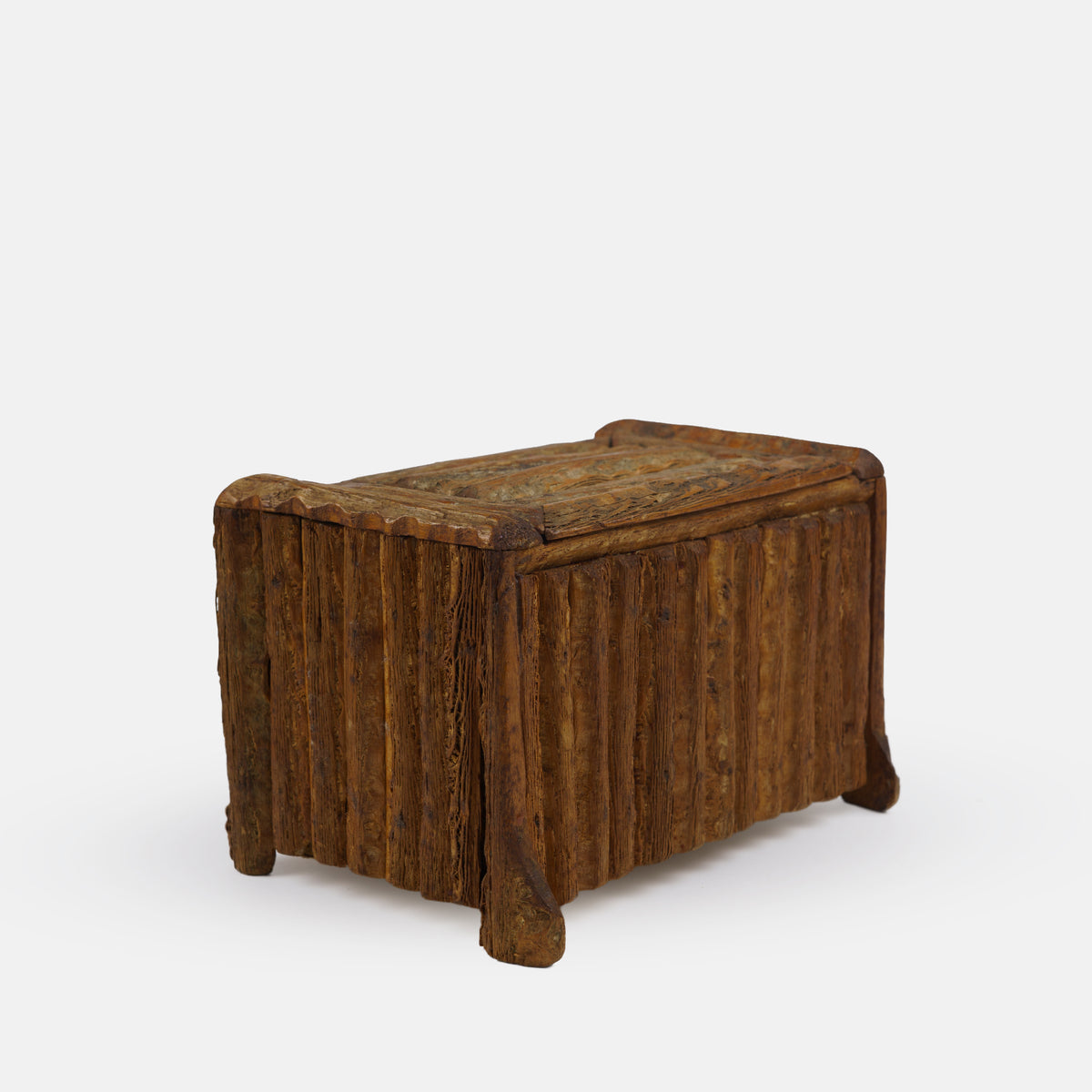 Antique Folk Tramp Art Wood Box