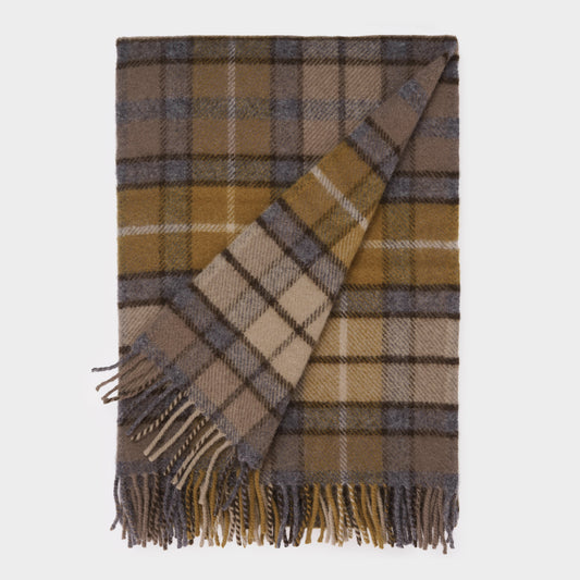 British New Wool Fringed Throw - Natural Buchanan