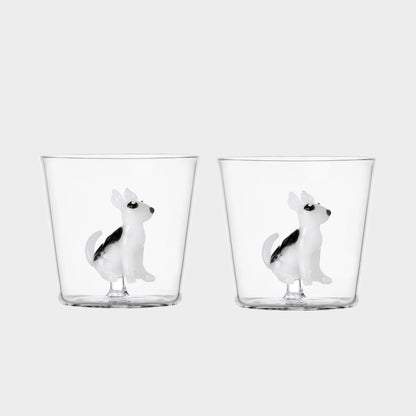 Italian Dog Glass Tumbler Set