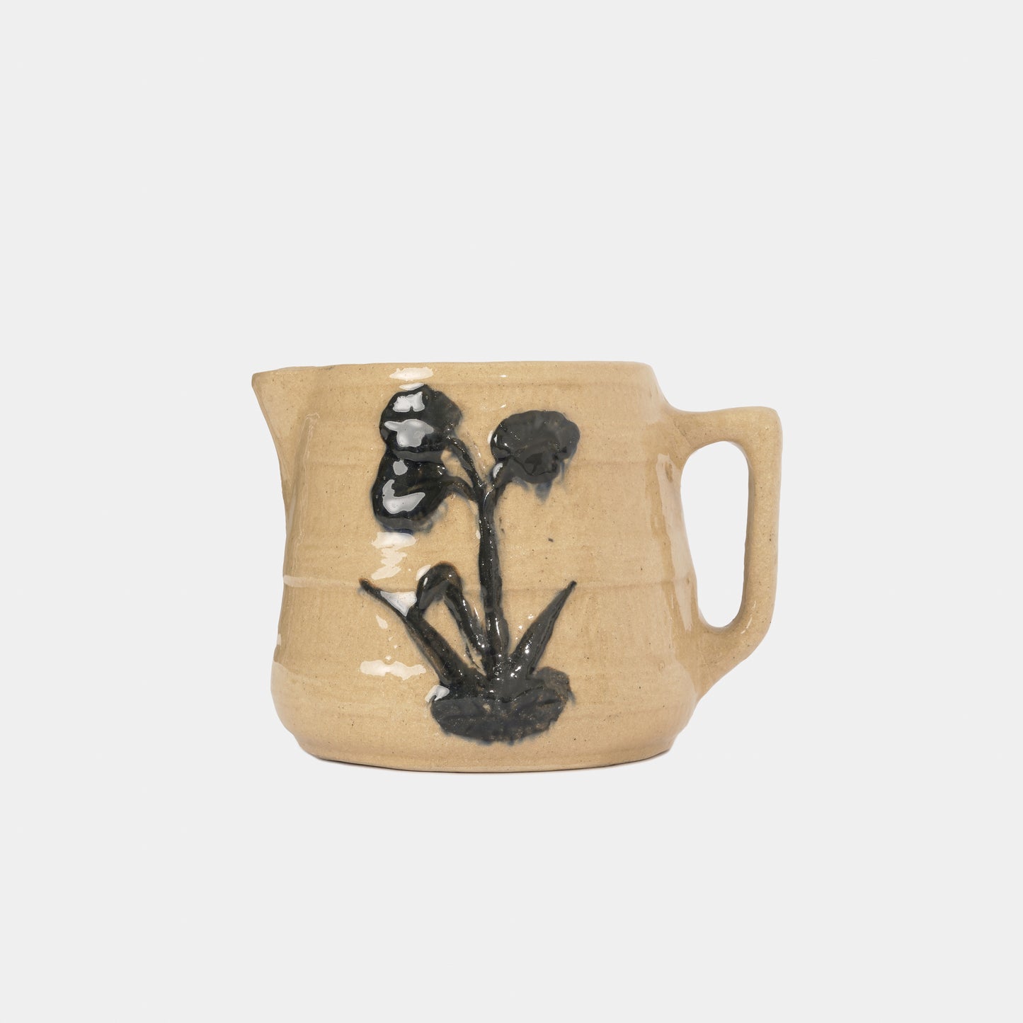 Vintage Ceramic Pitcher with Raised Floral Motif