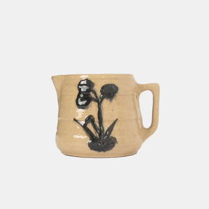 Vintage Ceramic Pitcher with Raised Floral Motif