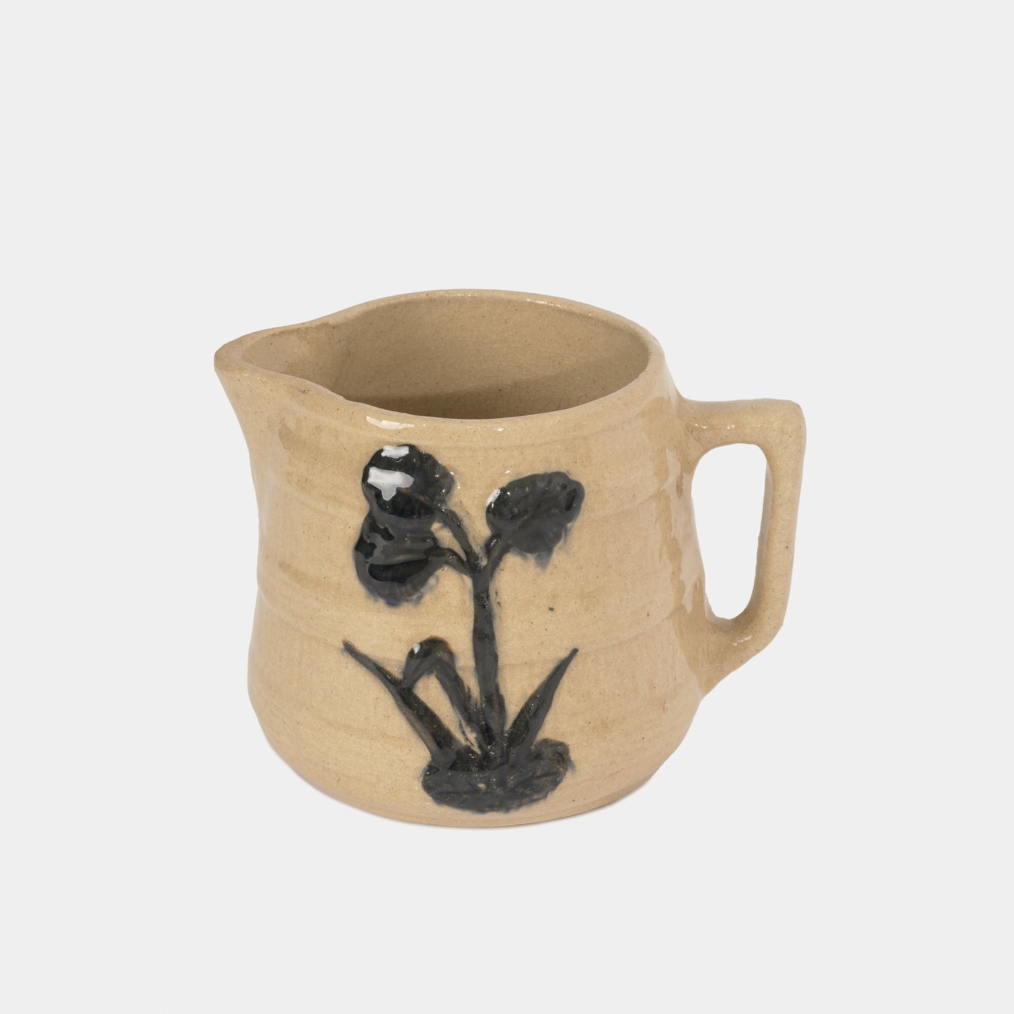 Vintage Ceramic Pitcher with Raised Floral Motif