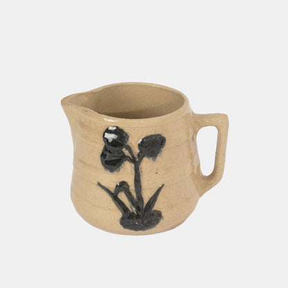 Vintage Ceramic Pitcher with Raised Floral Motif