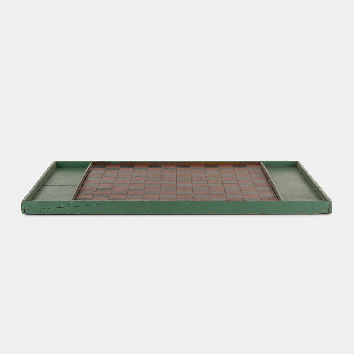 Antique Hand Painted Wood Checkerboard -Brown/Green