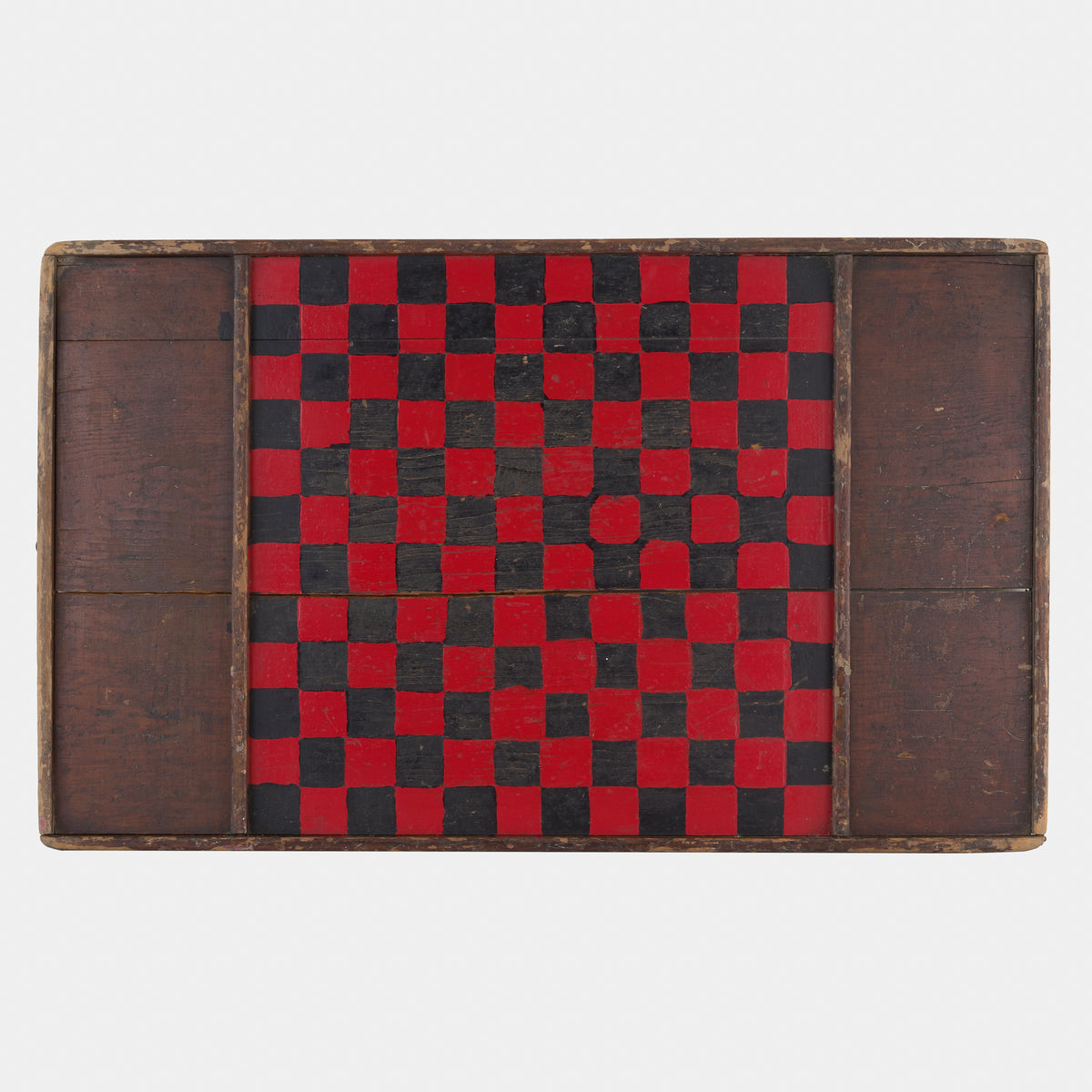 Antique Hand Painted Wood Checkerboard - Red