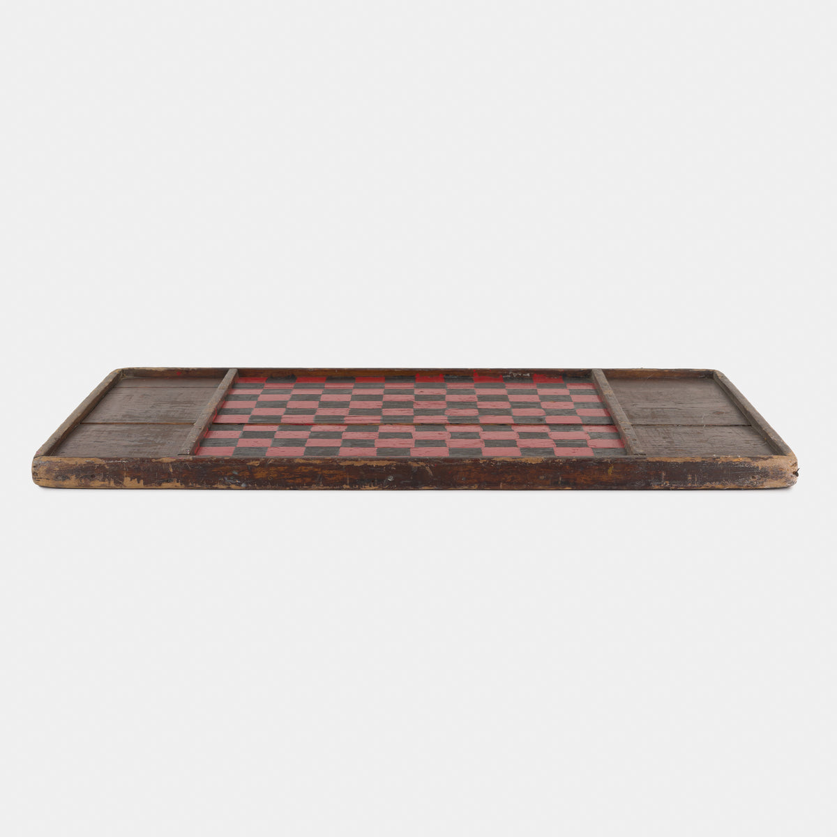 Antique Hand Painted Wood Checkerboard - Red