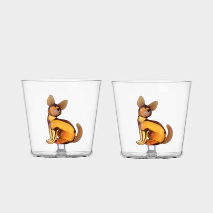 Italian Dog Glass Tumbler Set