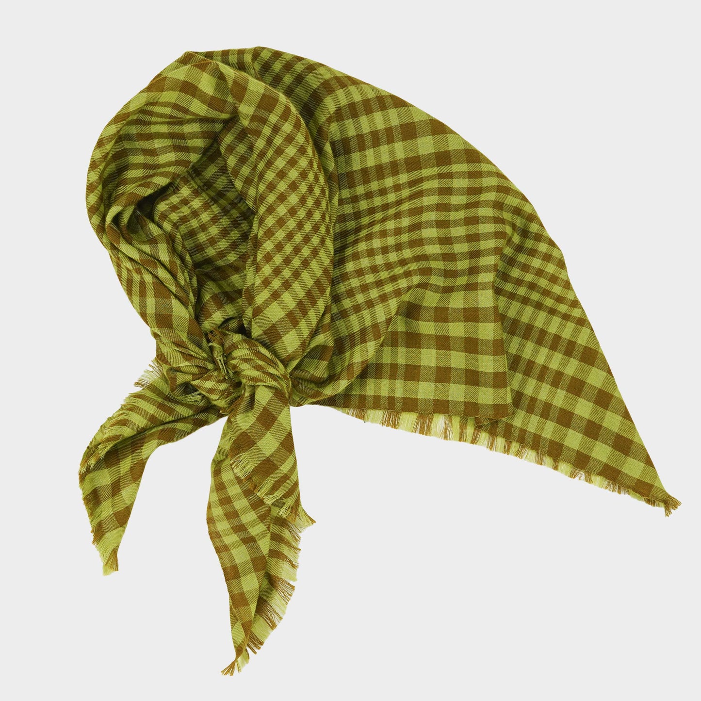 Himalayan Cashmere Hand Spun Oversized Kerchief Scarf in Plaid