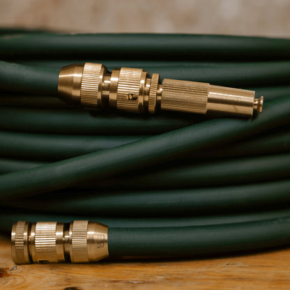 English Garden Hose with Brass Nozzle - 98FT