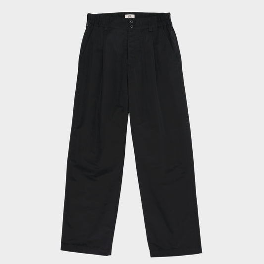 Grosgrain Cordura Relaxed Pleated Trouser in Black