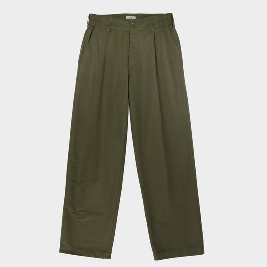Grosgrain Cordura Relaxed Pleated Trouser in Olive