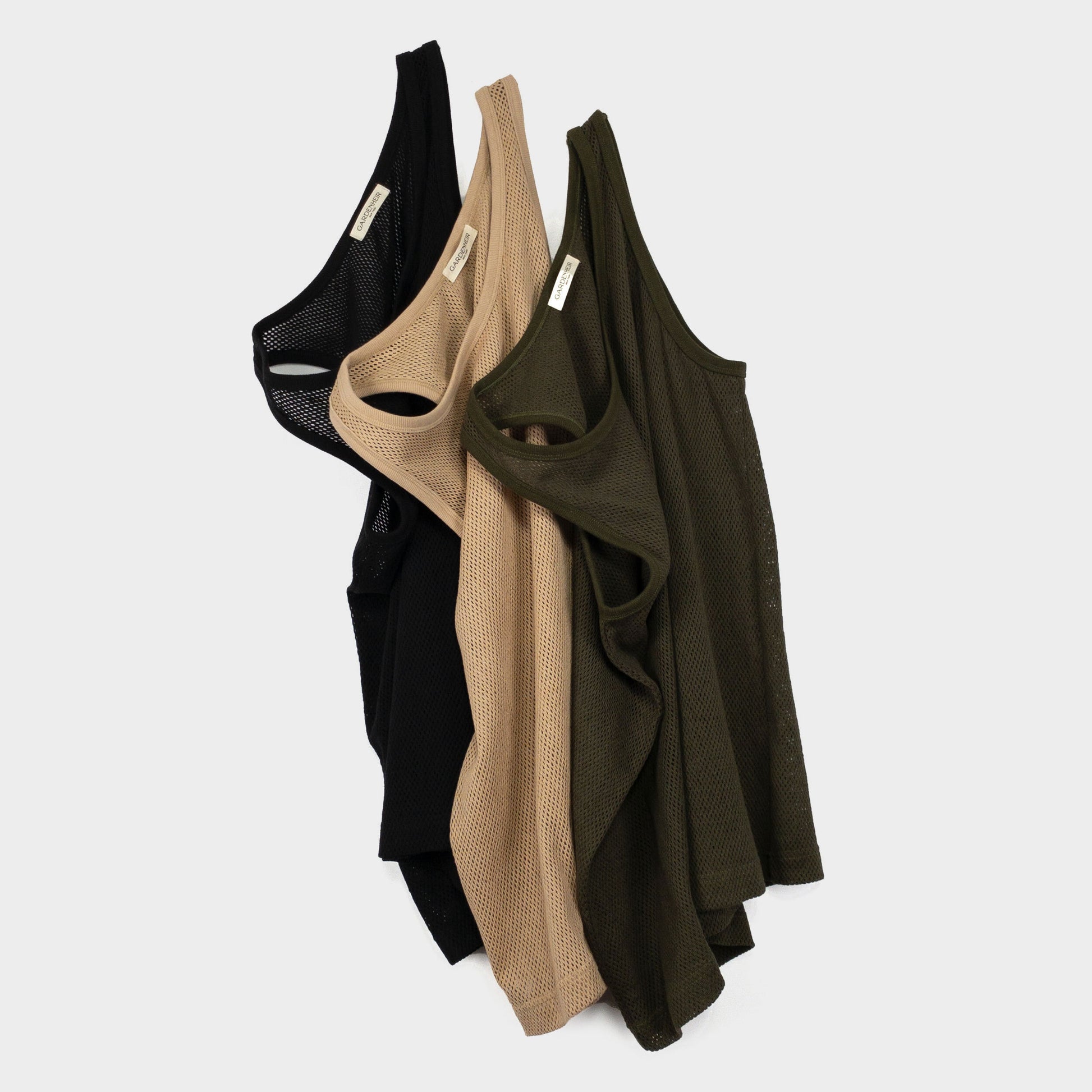 Cotton Mesh Tank Top in Wheat