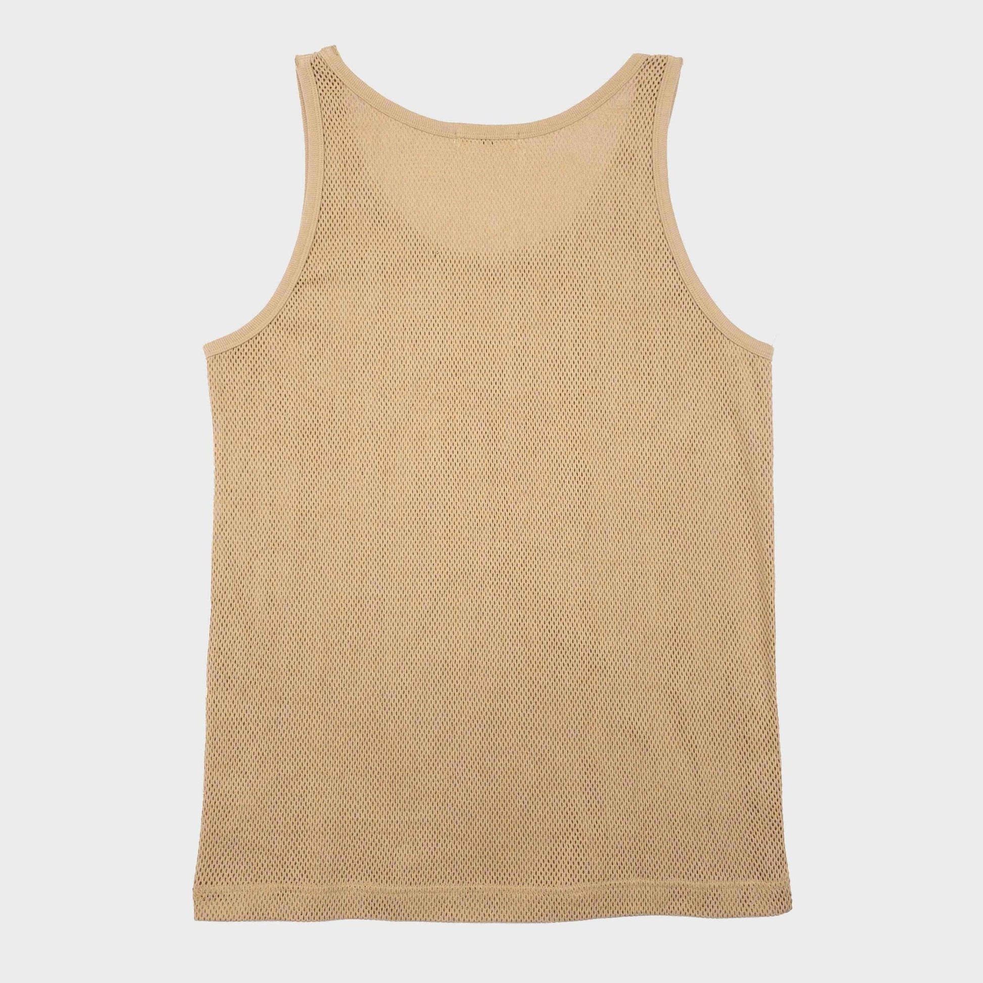 Cotton Mesh Tank Top in Wheat