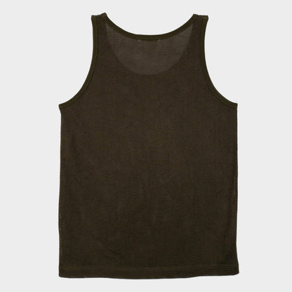 Cotton Mesh Tank Top in Drab Olive