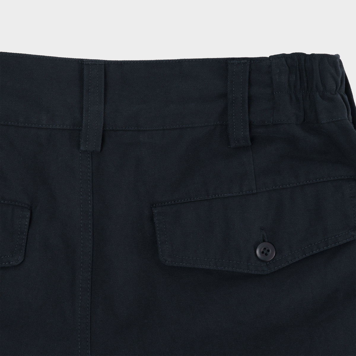 Cotton Twill Relaxed Pleated Trouser in Navy
