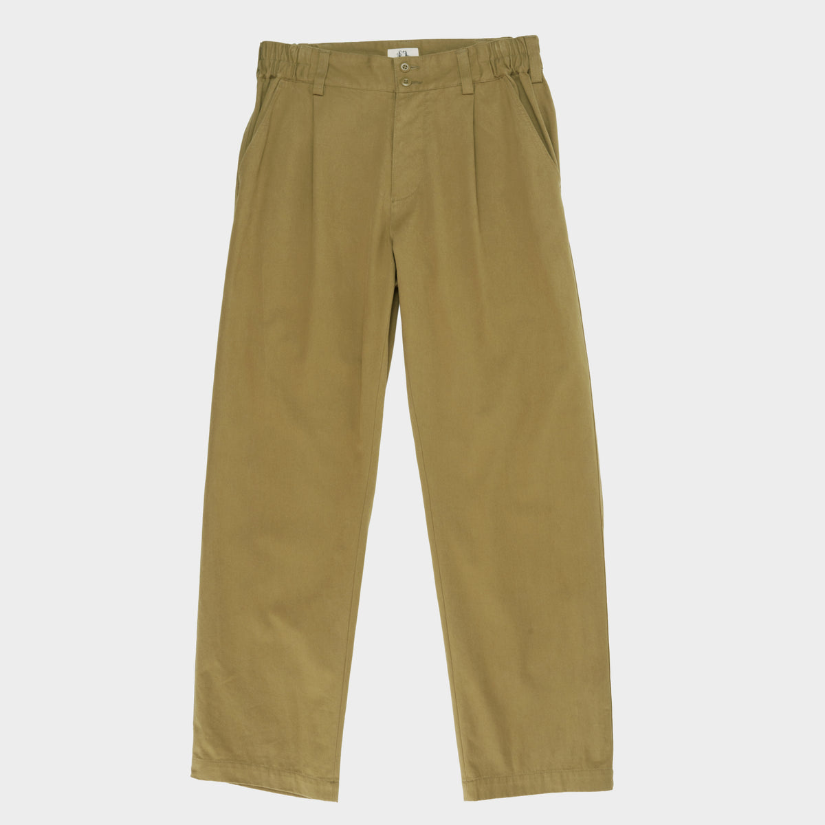 Cotton Twill Relaxed Pleated Trouser in Scout