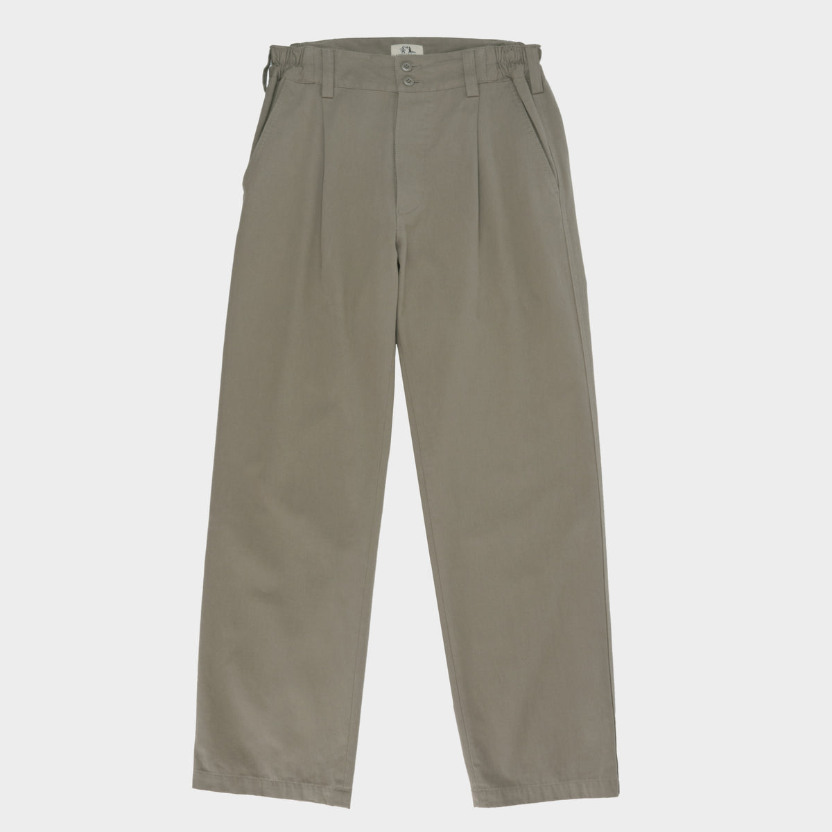 Cotton Twill Relaxed Pleated Trouser in Stone