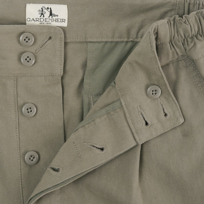 Cotton Twill Relaxed Pleated Trouser in Stone