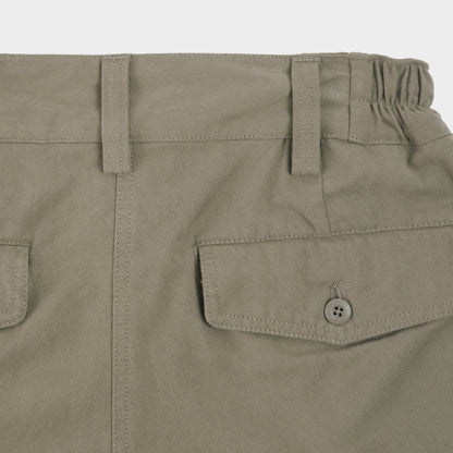 Cotton Twill Relaxed Pleated Trouser in Stone