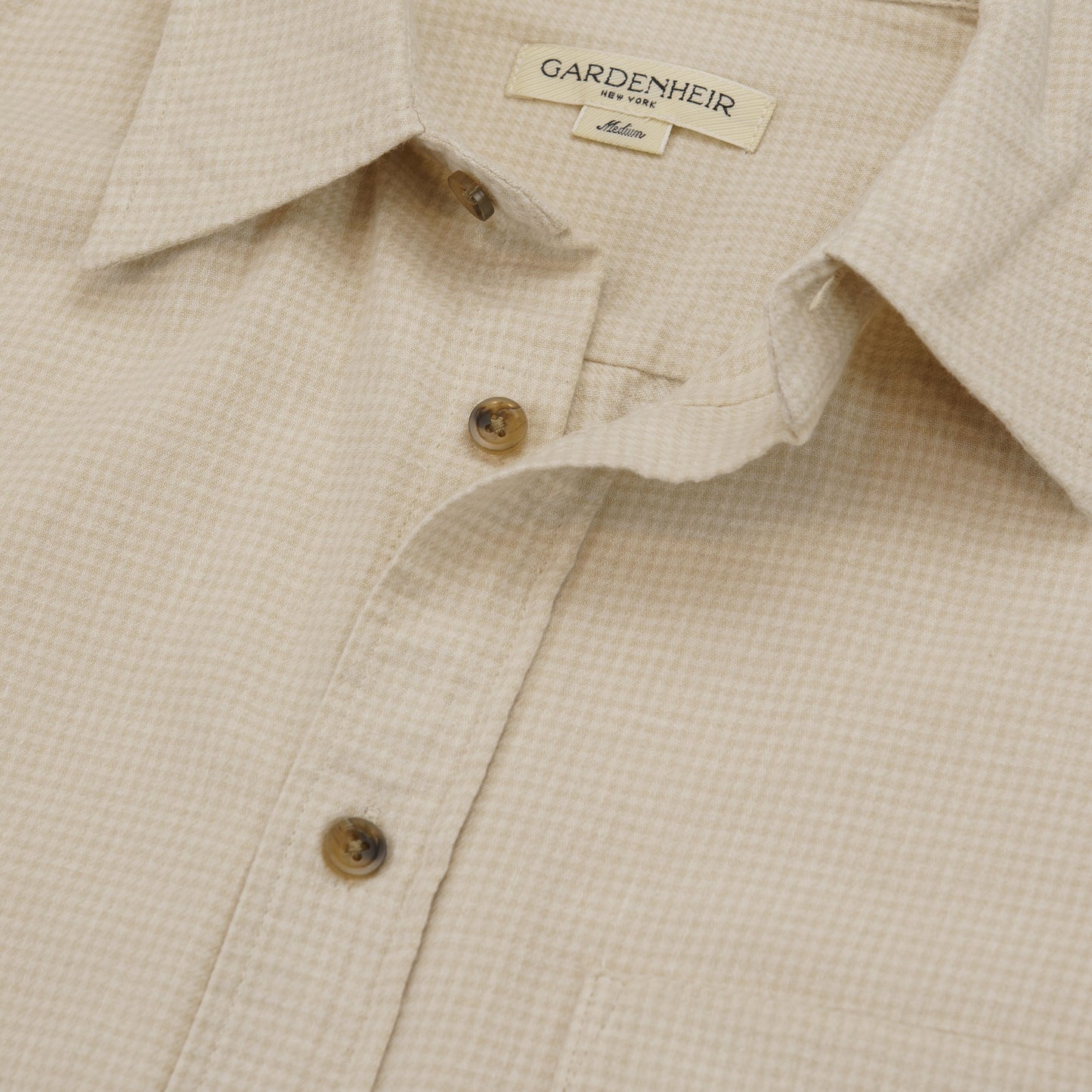 Gardening Chemise in Organic Flannel Houndstooth - Cream