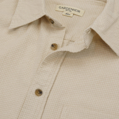 Gardening Chemise in Organic Flannel Houndstooth - Cream