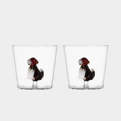 Italian Dog Glass Tumbler Set