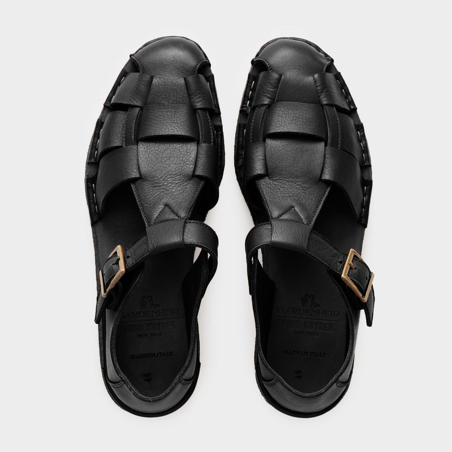Todd Snyder x Gardenheir Leather Fisherman Sandals in Black