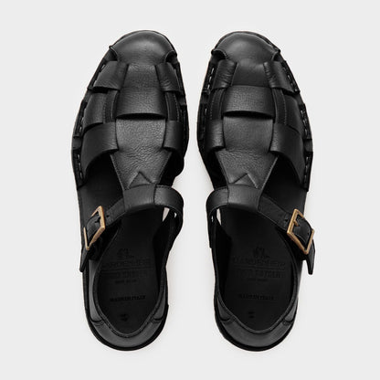 Todd Snyder x Gardenheir Leather Fisherman Sandals in Black