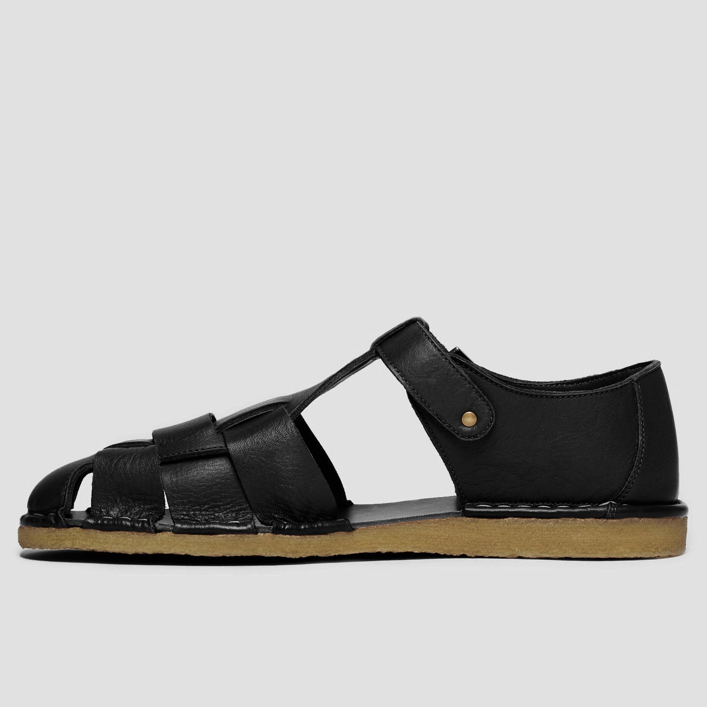 Todd Snyder x Gardenheir Leather Fisherman Sandals in Black