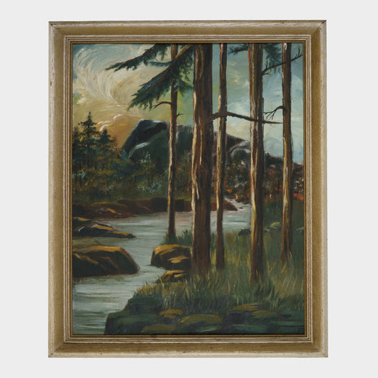 Vintage Painting of Woodland Stream, Maine, 1940's
