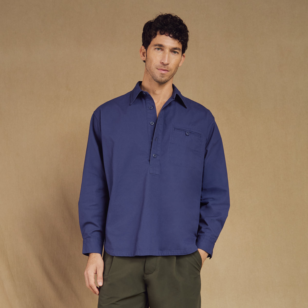 Washed Cotton Gardening Smock No. 2 in French Navy