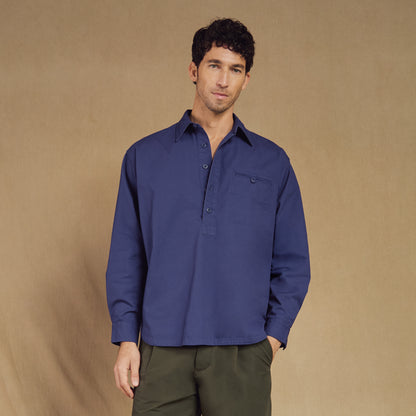 Washed Cotton Gardening Smock No. 2 in French Navy