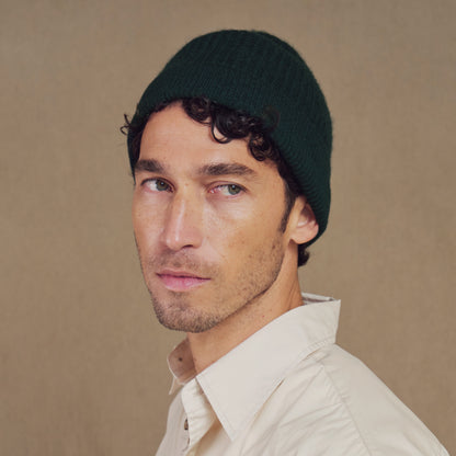 Himalayan Cashmere Fisherman Ribbed Beanie — Sea Palette