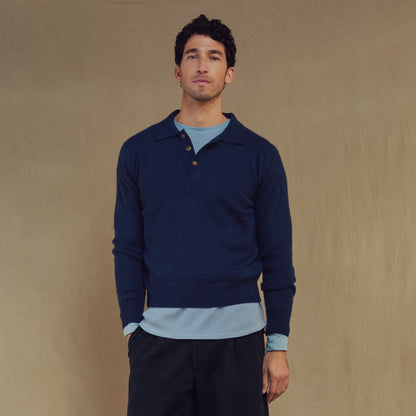 Himalayan Cashmere Rugby Sweater in Navy