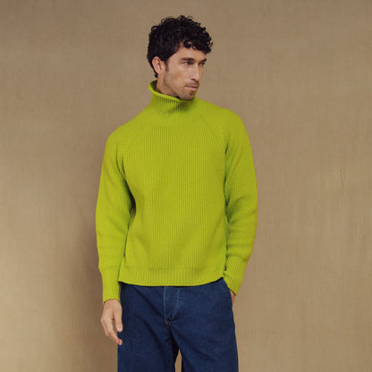Merino Wool Funnel Neck Sweater in Firefly