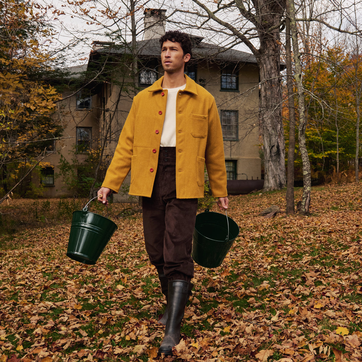 Le Laboureur French Wool Field Coat in Saffron
