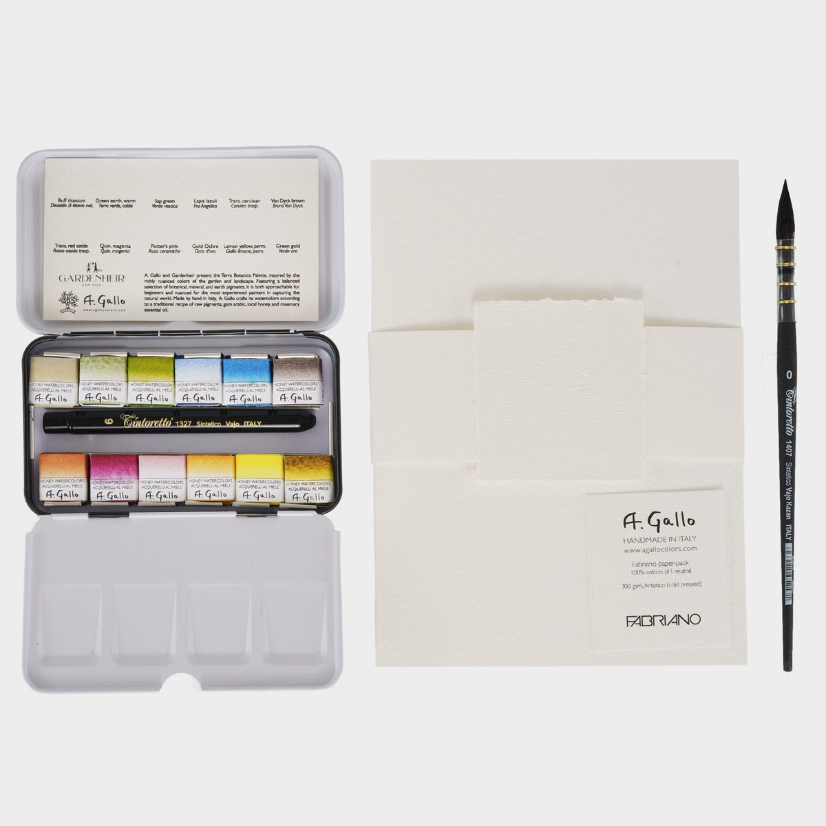 A. Gallo x Gardenheir Terra Botanica Watercolor Pans Set x 12 colors