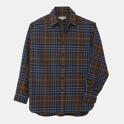 Organic Cotton Flannel Gardening Chemise in Brown Plaid