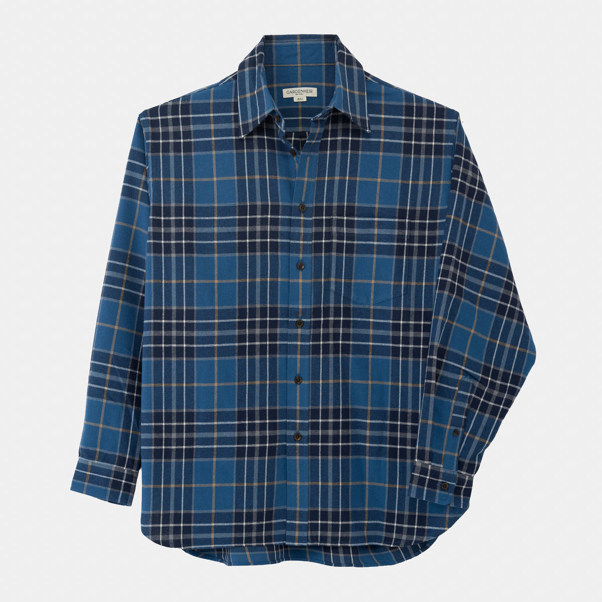 Organic Cotton Flannel Gardening Chemise in Navy Plaid