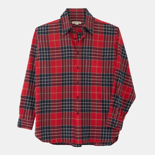 Organic Cotton Flannel Gardening Chemise in Red Plaid