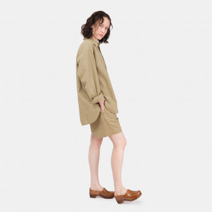 Gingham Seersucker Relaxed Short in Green Field Check