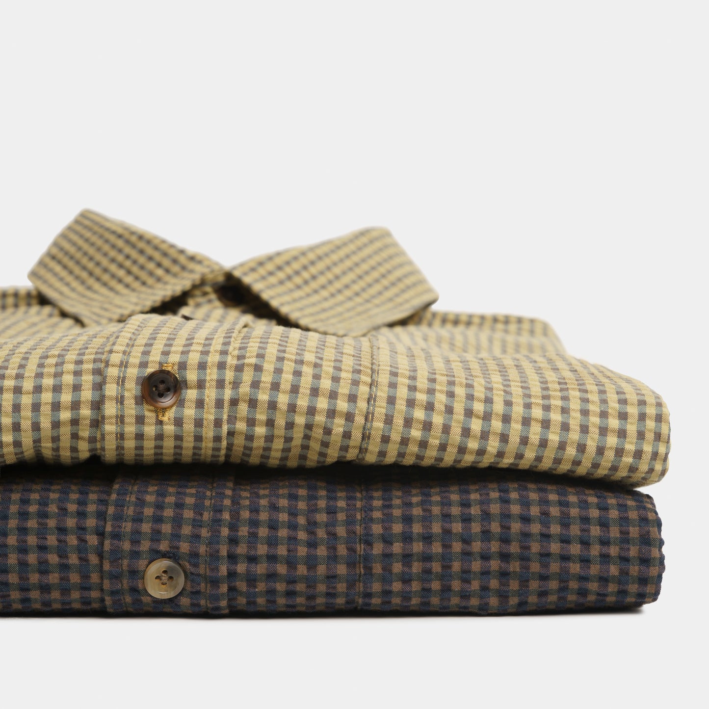 Gingham Seersucker Gardening Chemise in Brown Field Check
