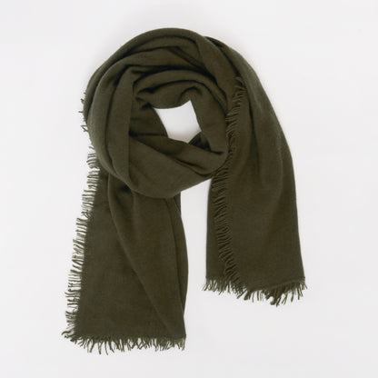 Himalayan Cashmere Aviator Wrap Scarf in Olive