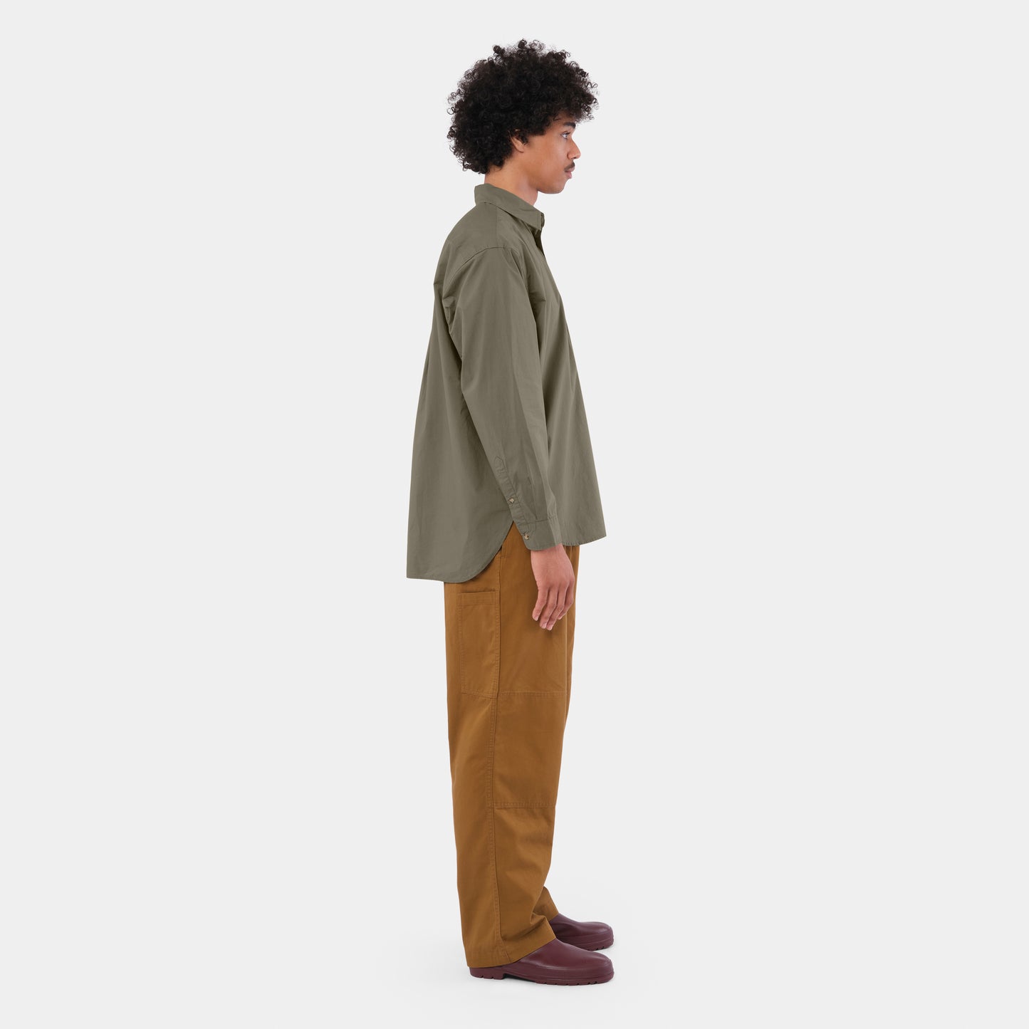 Japanese Typewriter Cotton Gardening Chemise in Moss